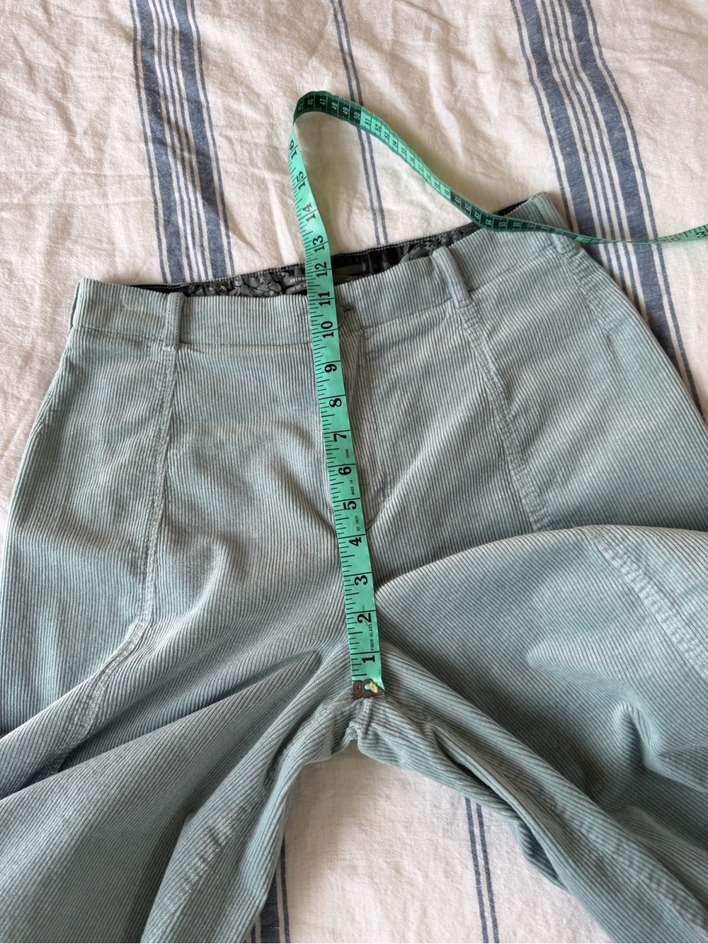 Anthropologie Ultra Wide Leg Corduroy Palazzo Trousers Pants Light Blue Size 8T - Picture 12 of 14